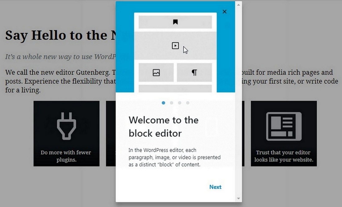 Screenshot of Gutenberg WordPress