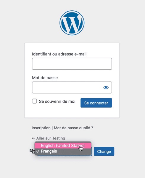 Select language in WordPress login screen