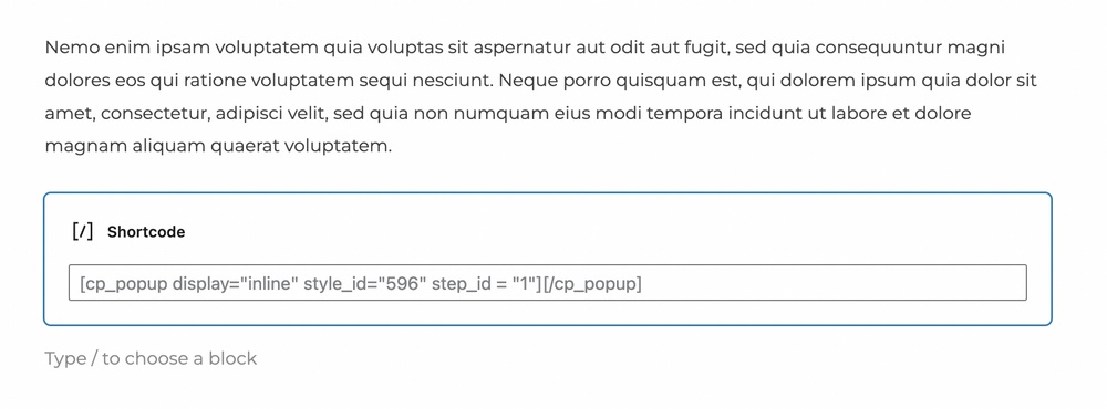 Insert optinform shortcode