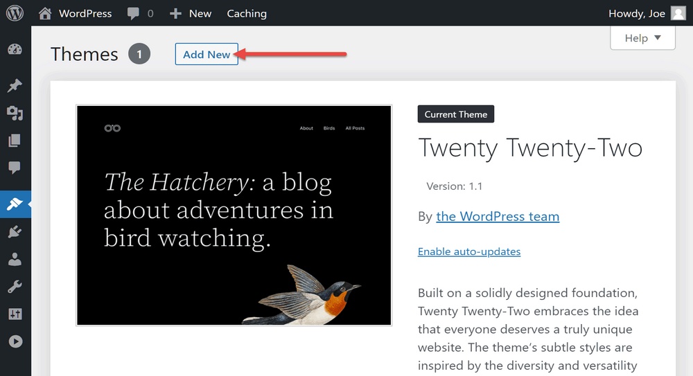 Add new theme in WordPress