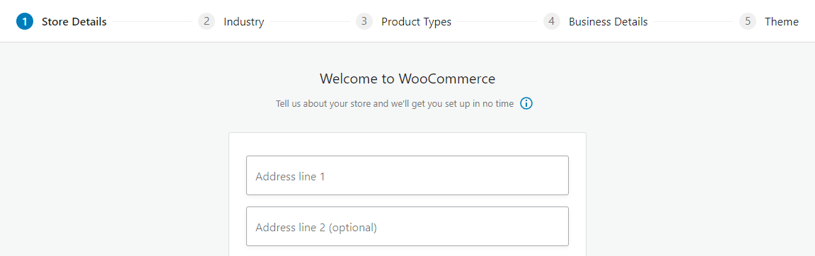 WooCommerce setup wizard