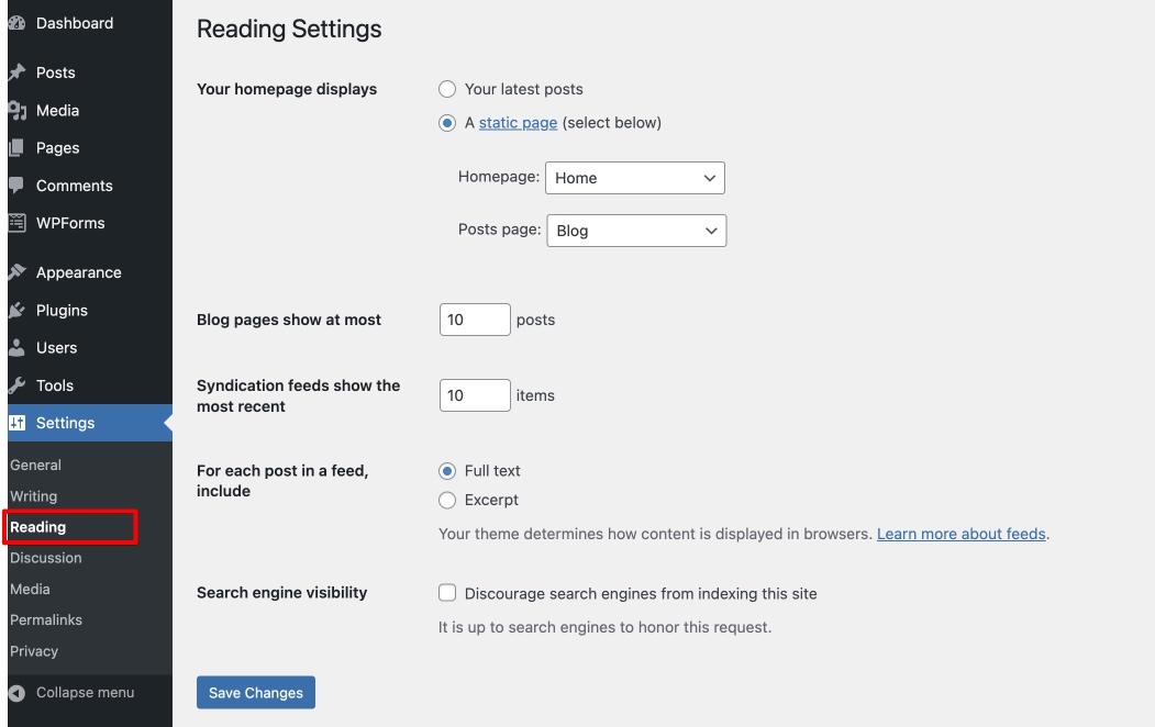 Update Reading Settings