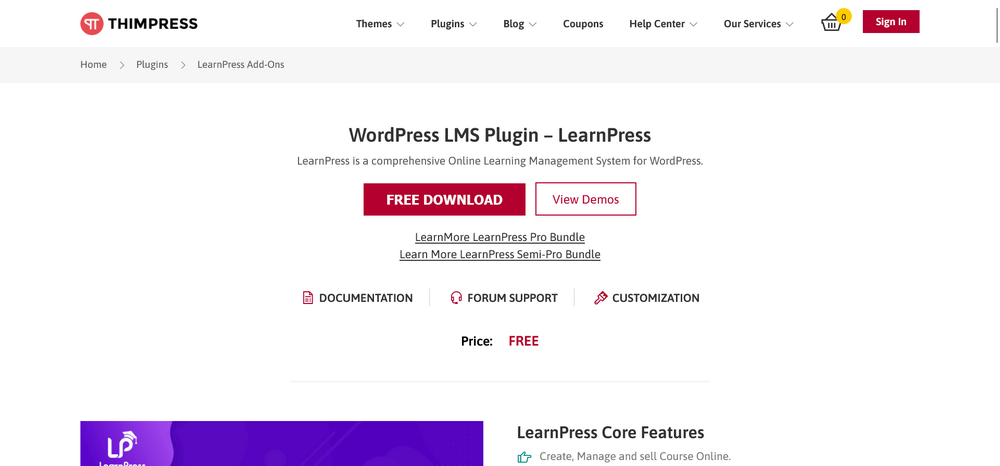 LearnPress LMS plugin