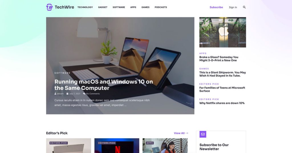 Tech news website template