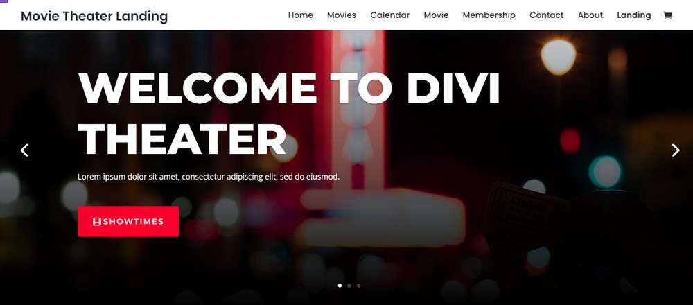 Divi movie theater landing page demo