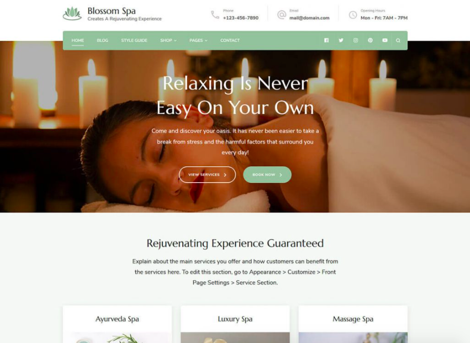 Blossom Spa WordPress theme