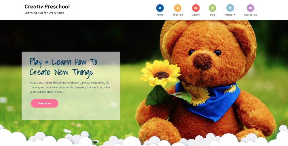 Creativ preschool WordPress theme live demo. 