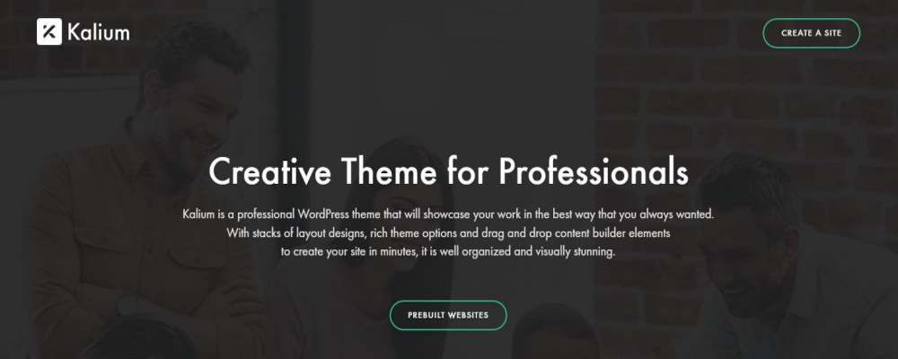 Kalium WordPress theme website home