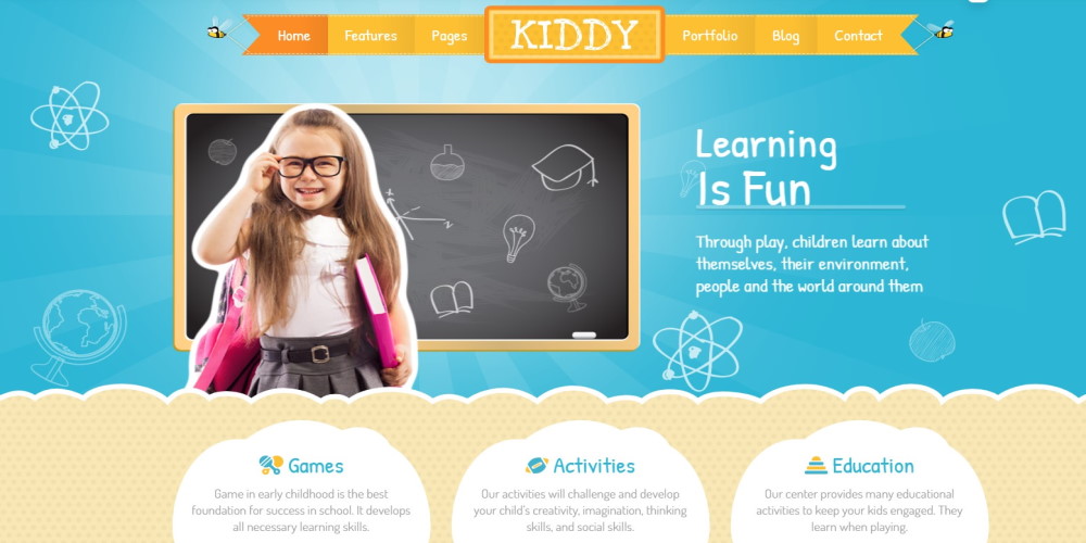 Kiddy WordPress theme demo website
