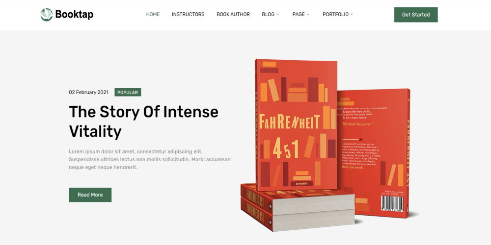 Booktap WordPress website demo page