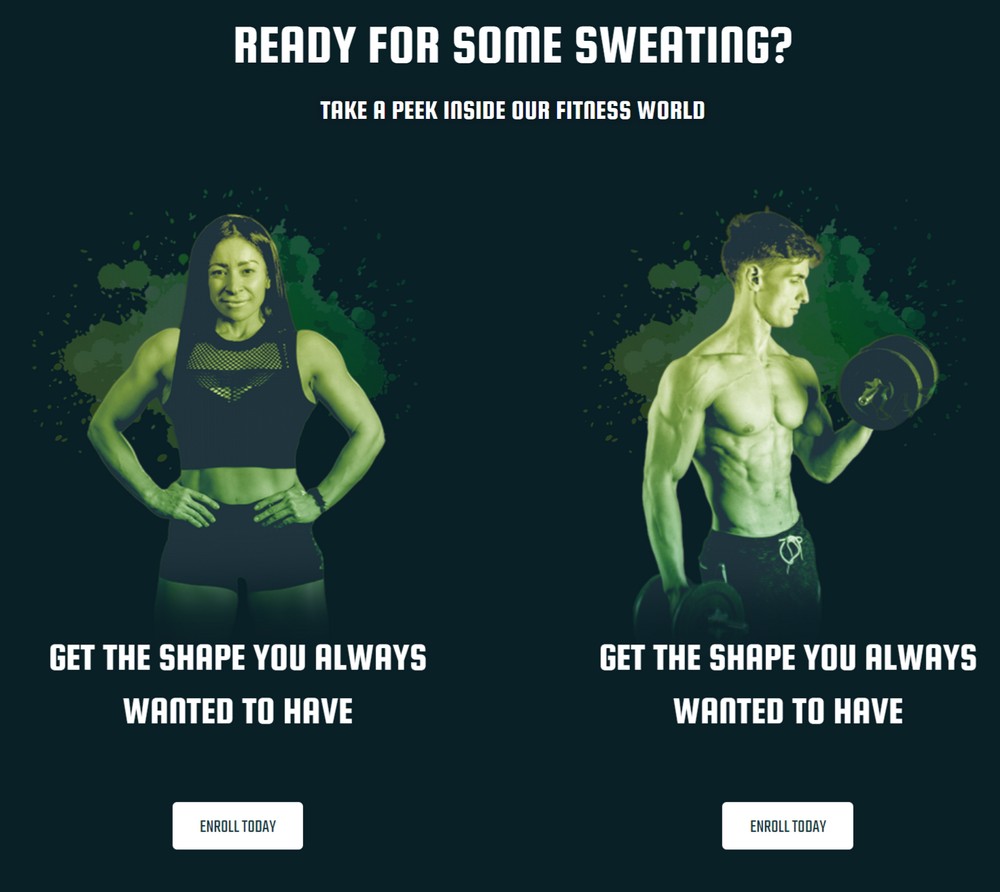 Enroll option on a gym website