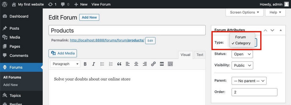 Forum type bbPress