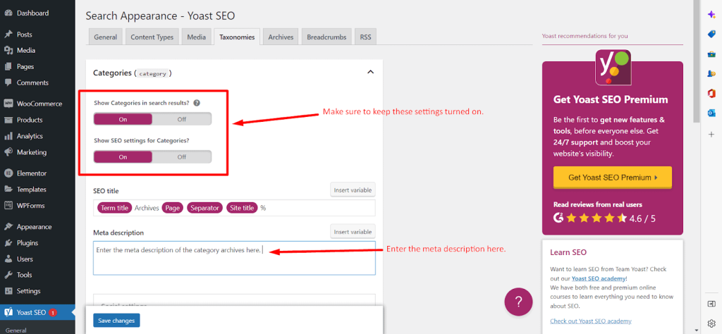 keep these options turned on yoast