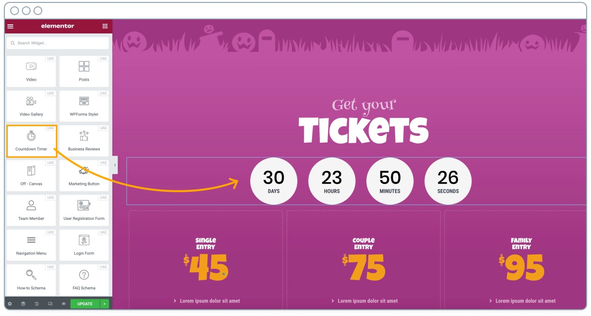 Adding countdown timer with UAE