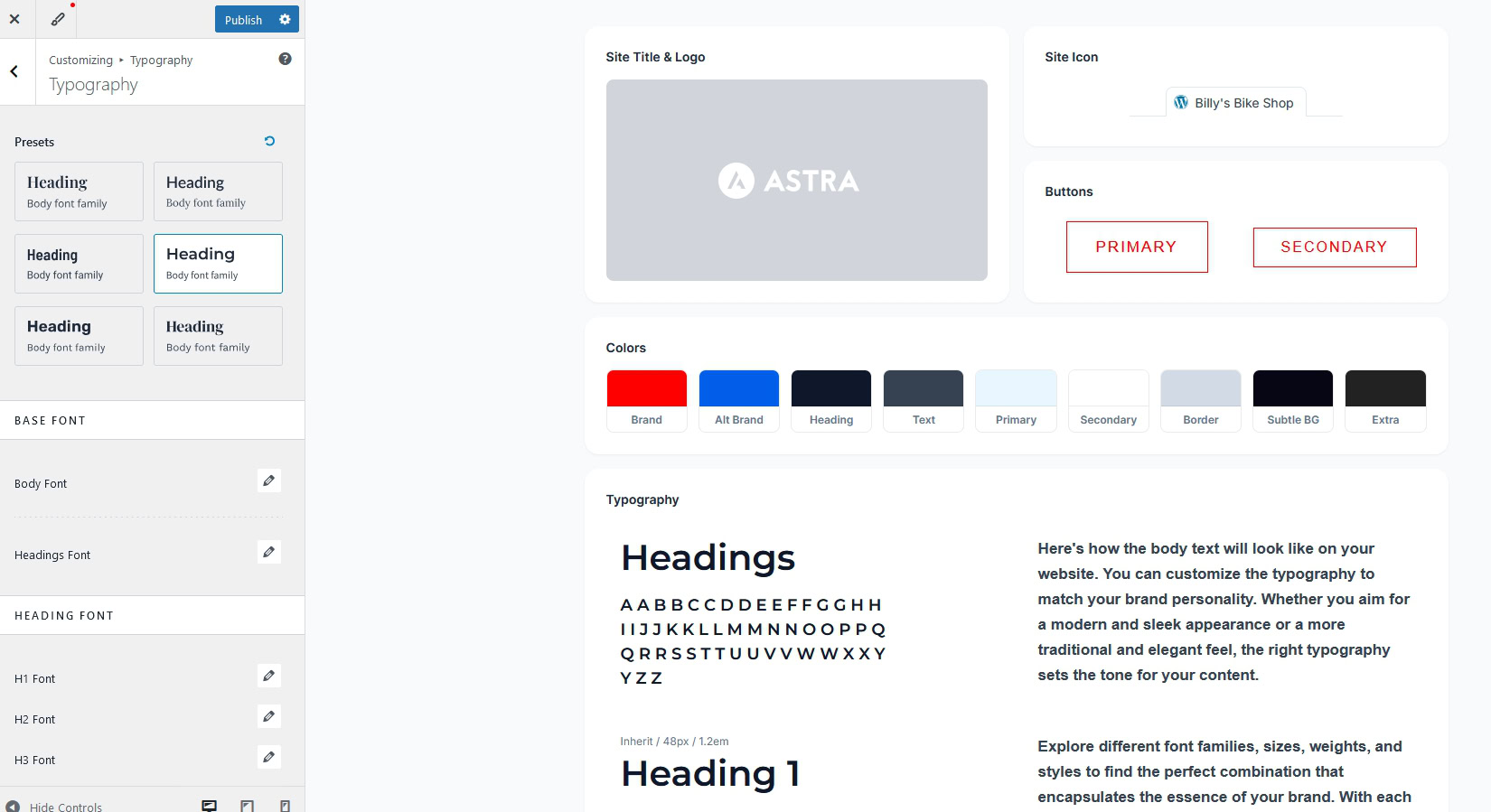 Style Guide dashboard to experiment with fonts