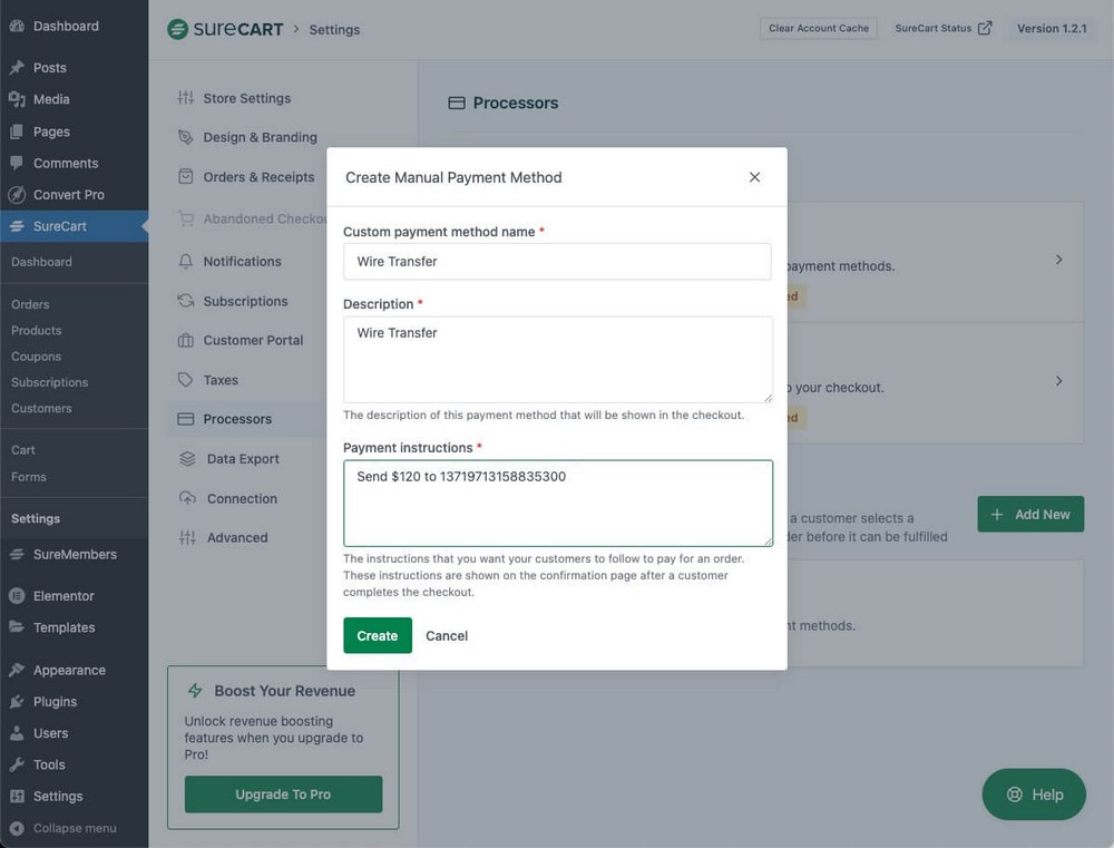 Manual Payment Method SureCart