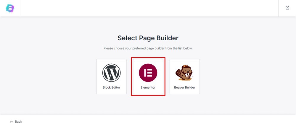 Select a page builder