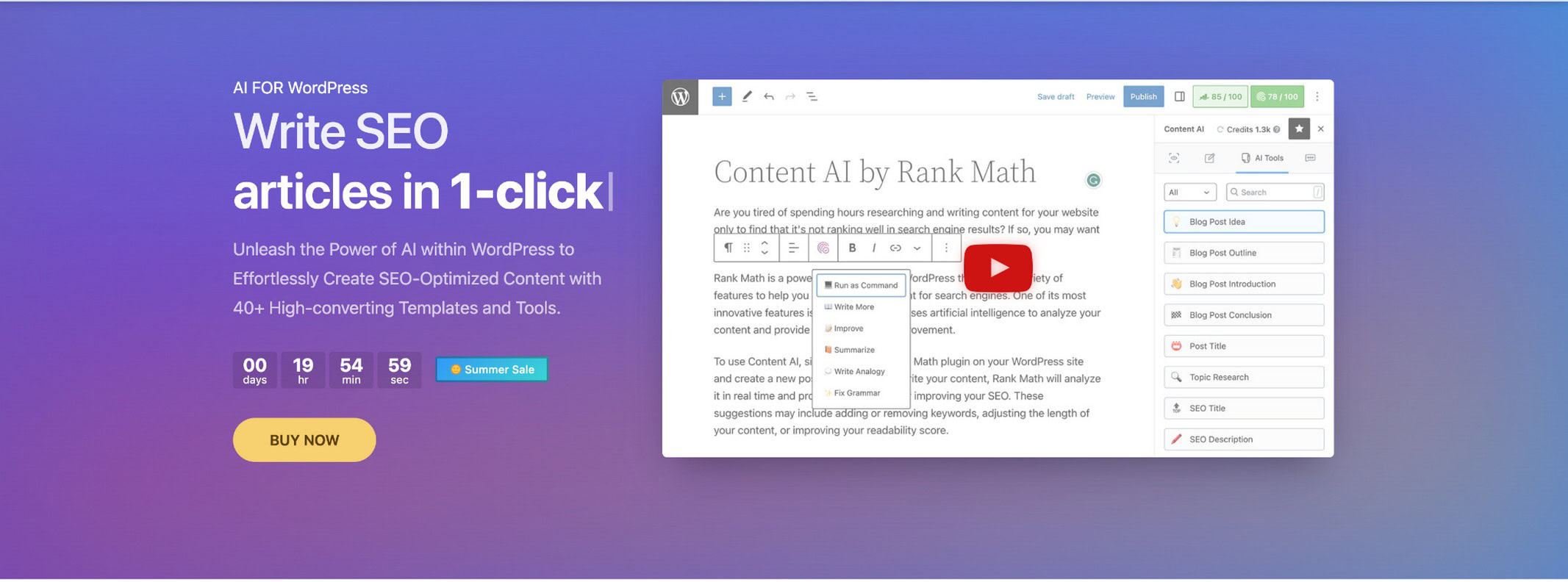 Rankmath’s content AI for creating SEO-optimized content with AI